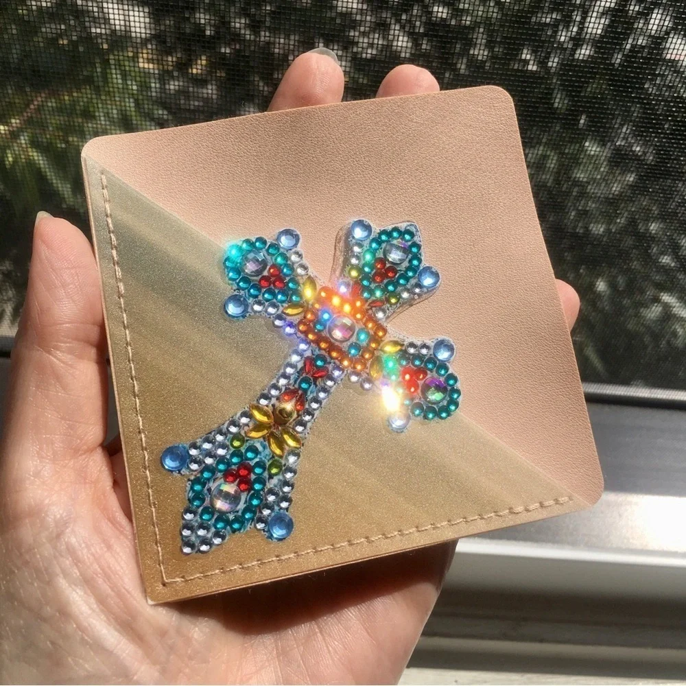 Diamond Art Cross Corner Bookmark, Colorful, Sparkly, Bling (TEAL/CLEAR) - Picture 12 of 17